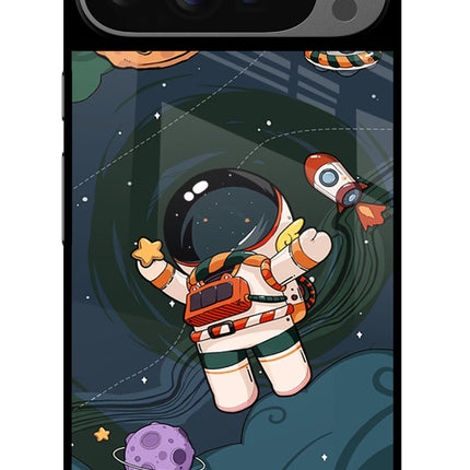 Cartoon Astronaut Google Pixel 9 Pro Glass Case Back Cover by Casekaro