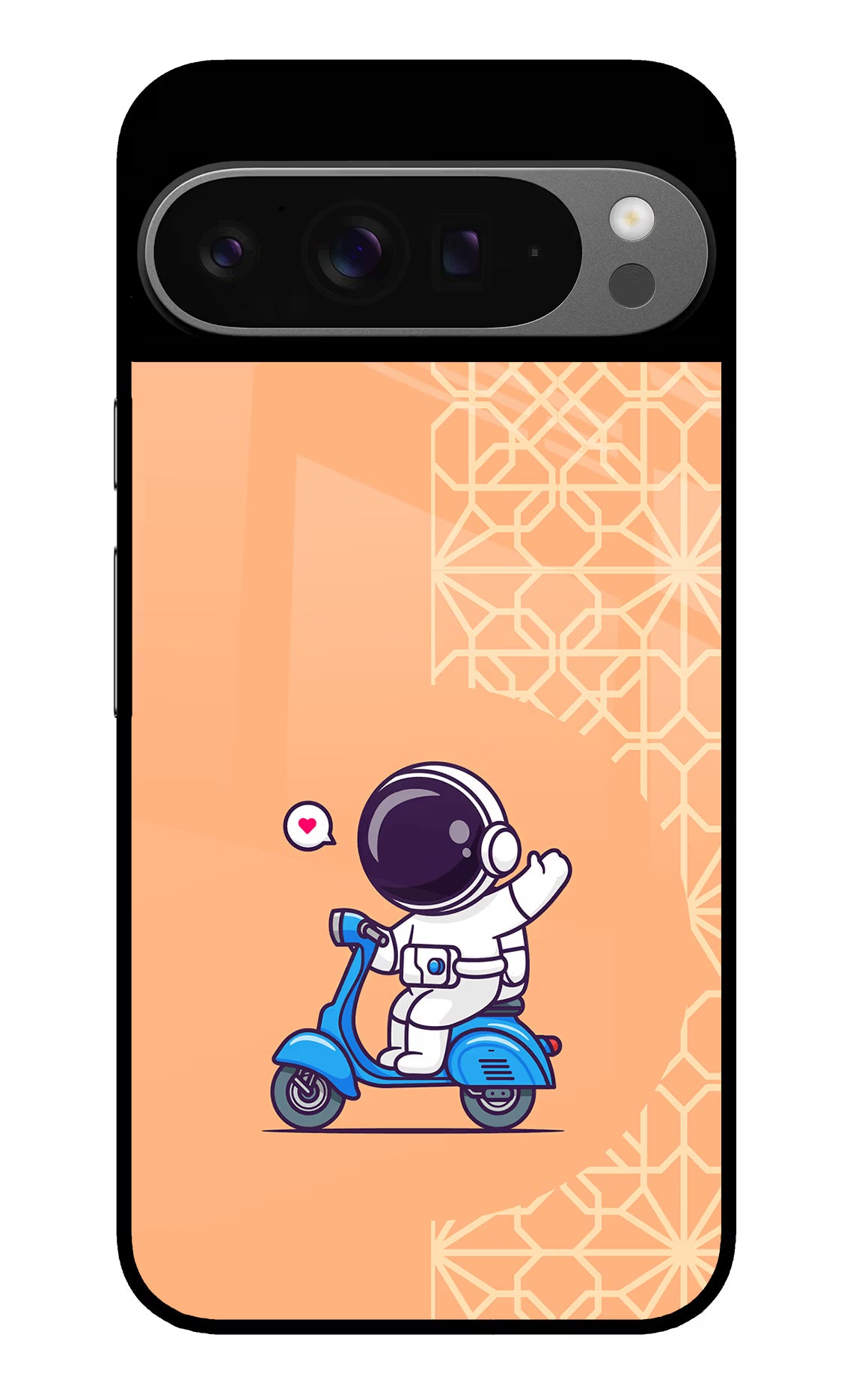 Cute Astronaut Riding Google Pixel 9 Pro Glass Case Back Cover by Casekaro