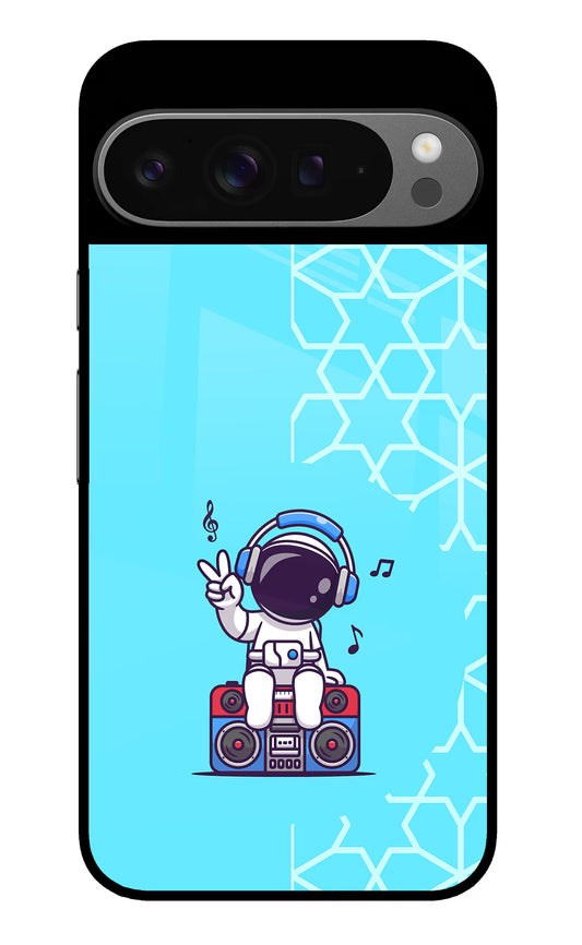 Cute Astronaut Chilling Google Pixel 9 Pro Glass Case