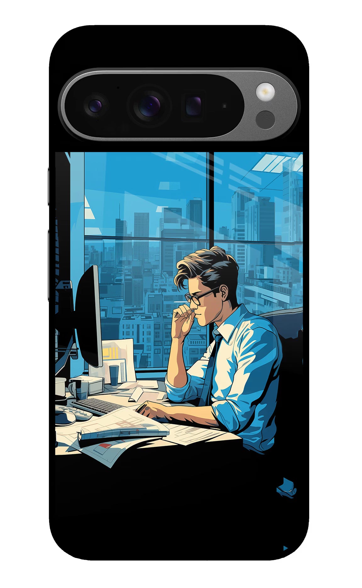 Focused Hustler (AI Generated) Google Pixel 9 Pro Glass Case Back Cover by Casekaro
