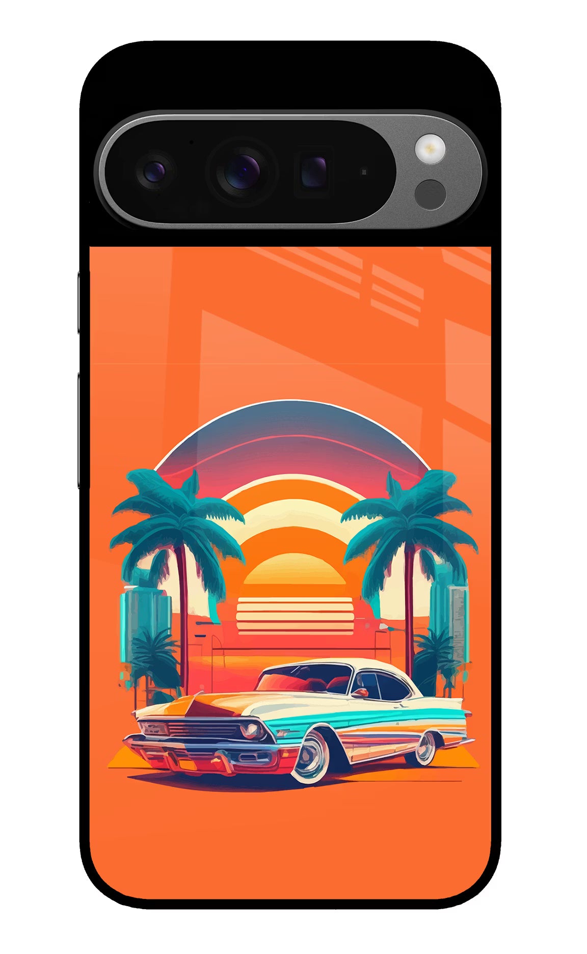 Palm Drive 80s Google Pixel 9 Pro Glass Case Back Cover by Casekaro