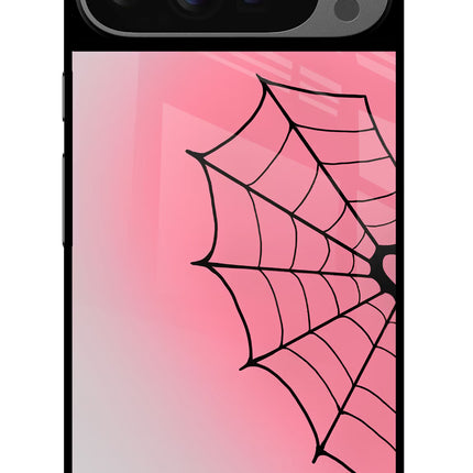 Pink Web Google Pixel 9 Pro Glass Case Back Cover by Casekaro