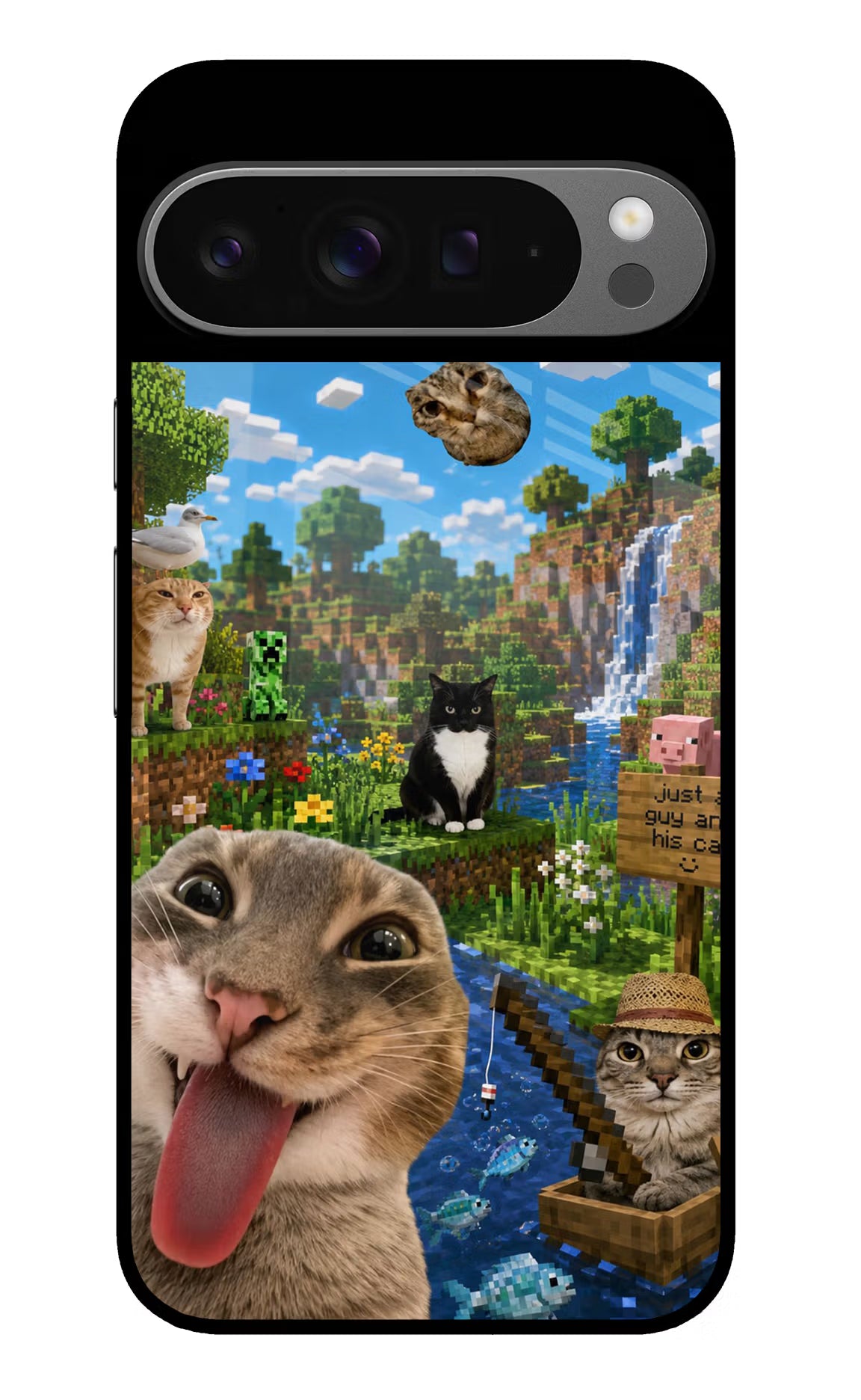 Minecraft Cat Chaos Google Pixel 9 Pro Glass Case