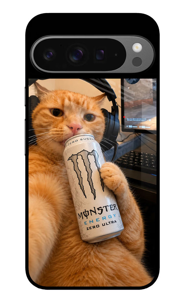Gamer Cat Energy Google Pixel 9 Pro Glass Case