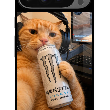 Gamer Cat Energy Google Pixel 9 Pro Glass Case Back Cover by Casekaro