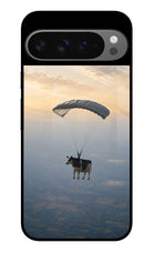 Skydiving Cow Google Pixel 9 Pro Glass Case