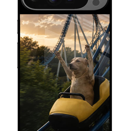 Rollercoaster Dog Google Pixel 9 Pro Glass Case Back Cover by Casekaro