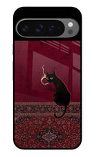 Midnight Cat Google Pixel 9 Pro Glass Case Back Cover by Casekaro