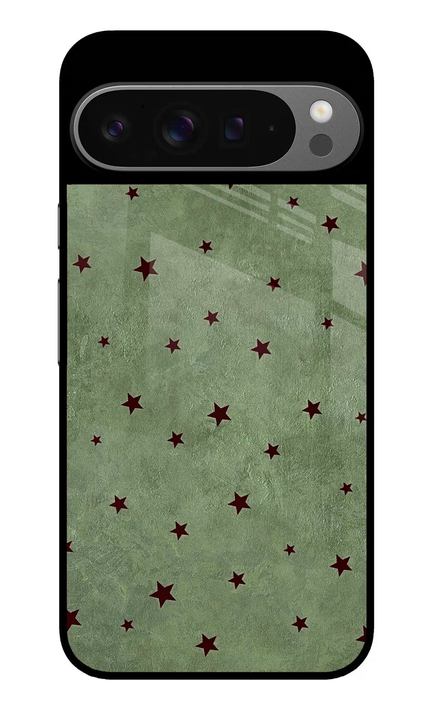 Green Stars Google Pixel 9 Pro Back Cover, Glass case