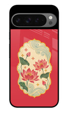 Pink Lotus Google Pixel 9 Pro Glass Case Back Cover by Casekaro