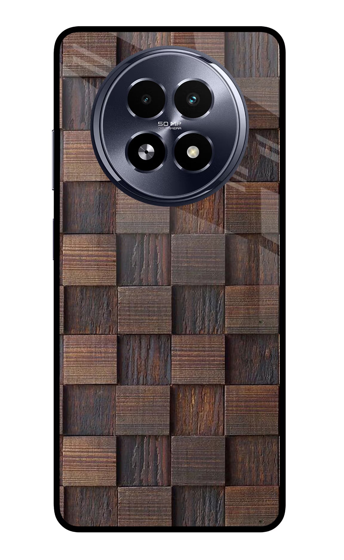 Wooden Cube Design Realme 13 5G Glass Case Back Cover by Casekaro
