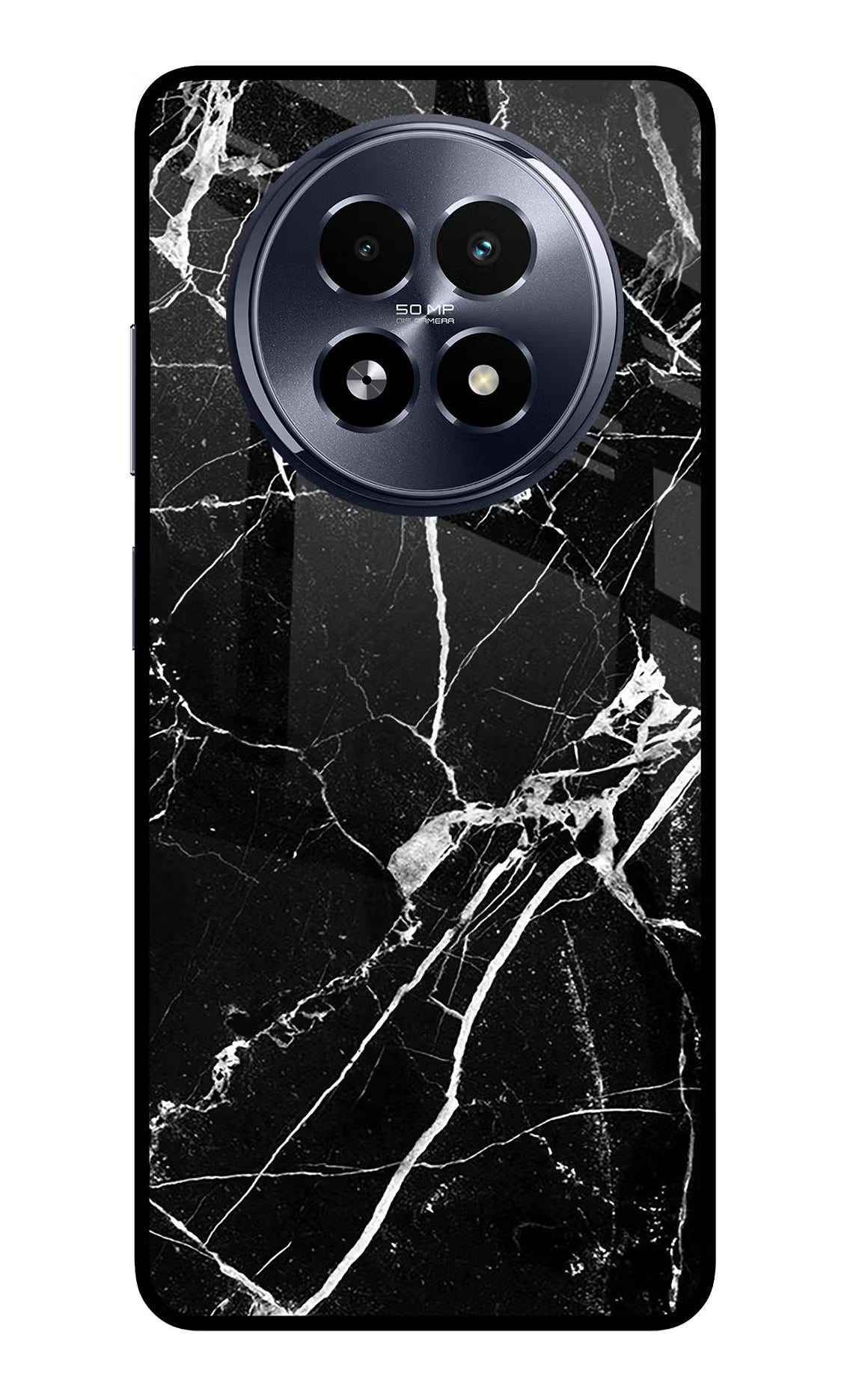 Black Marble Pattern Realme 13 5G Glass Case Back Cover by Casekaro