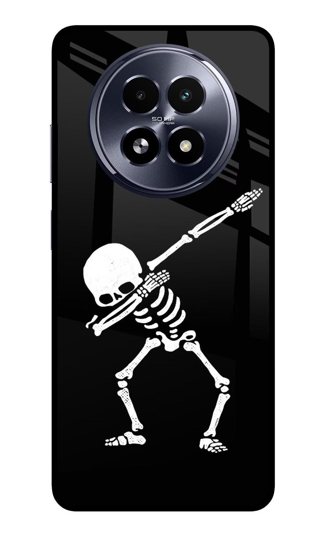 Dabbing Skeleton Art Realme 13 5G Glass Case Back Cover by Casekaro