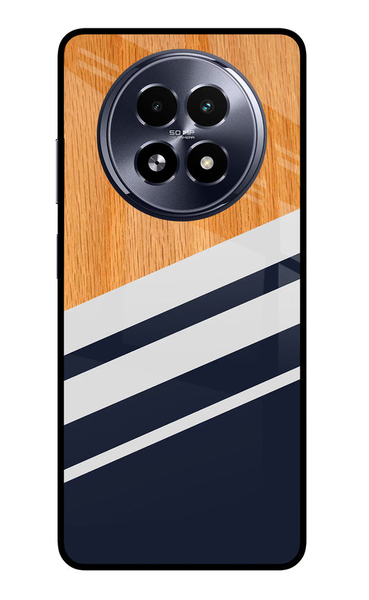 Blue and white wooden Realme 13 5G Glass Case