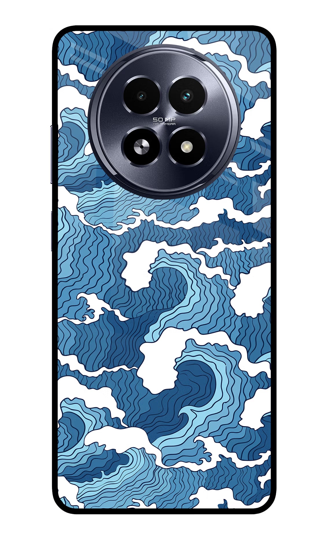 Blue Waves Realme 13 5G Glass Case Back Cover by Casekaro