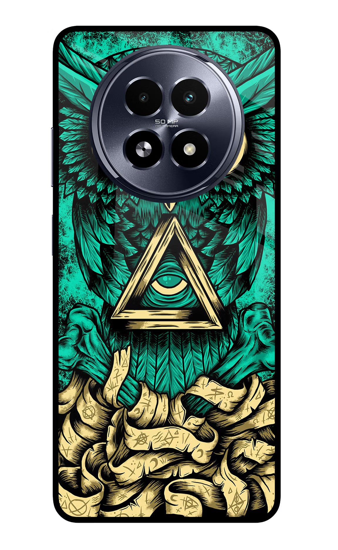 Green Owl Realme 13 5G Glass Case Back Cover by Casekaro