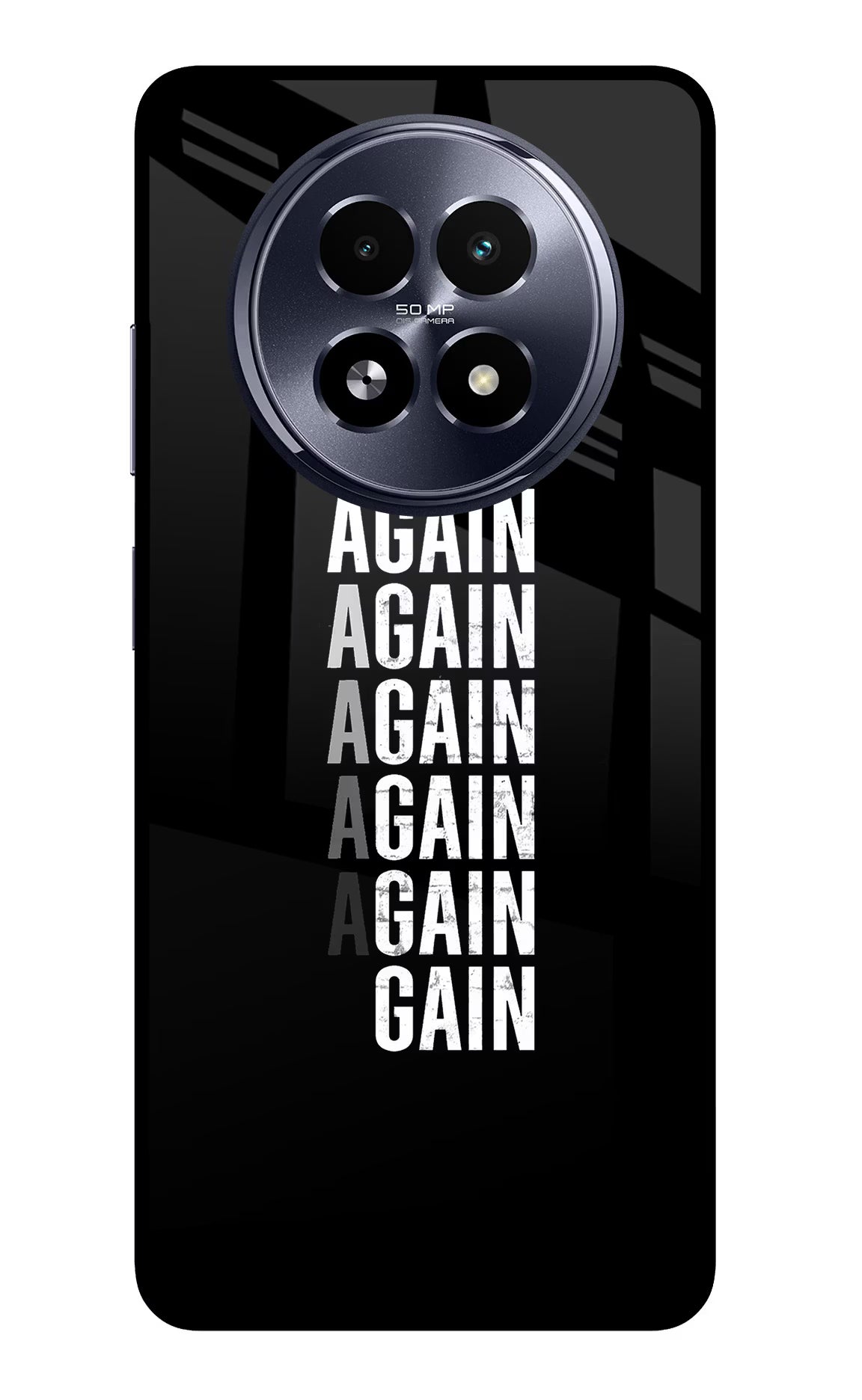 Again Again Gain Realme 13 5G Glass Case Back Cover by Casekaro