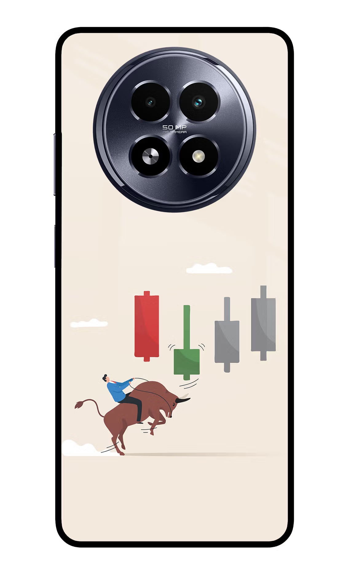 Bull Trading Momentum Realme 13 5G Glass Case Back Cover by Casekaro