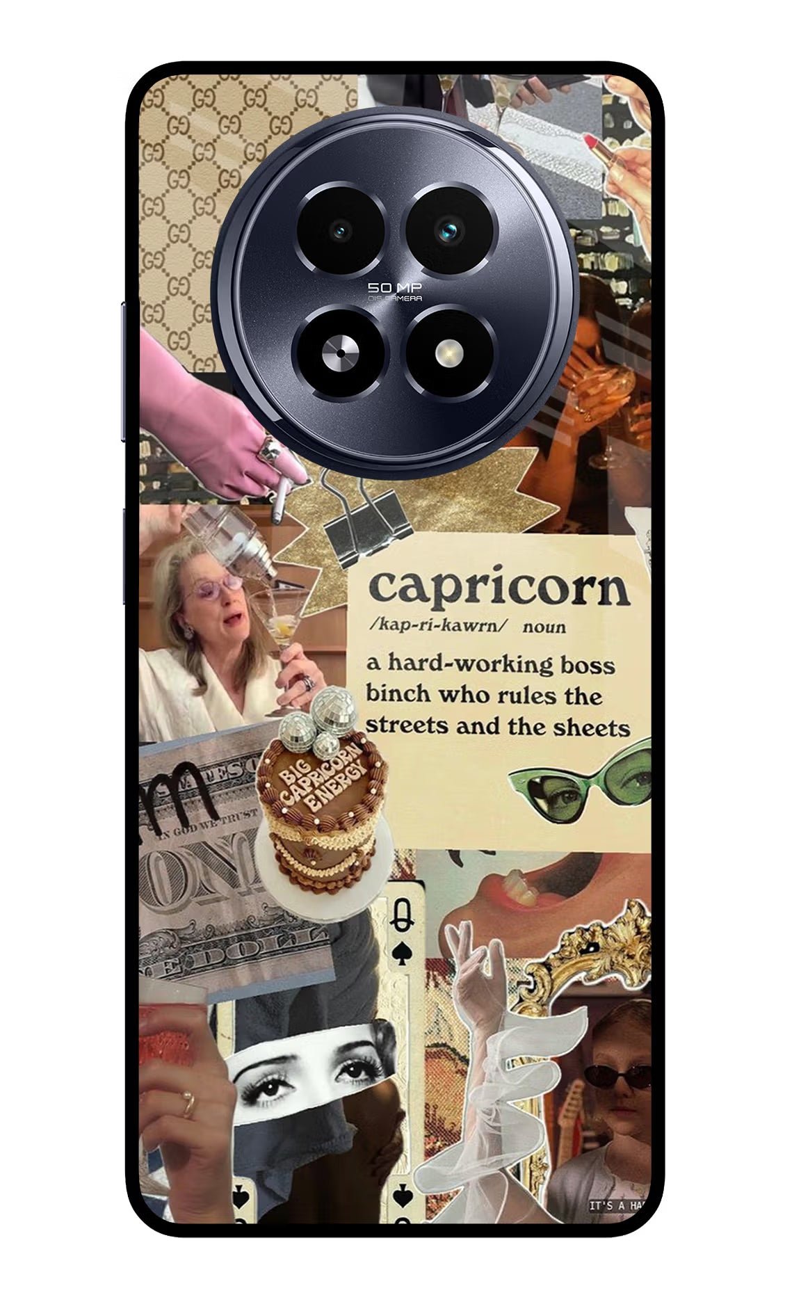 Capricorn Zodiac Realme 13 5G Glass Case Back Cover by Casekaro