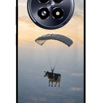 Skydiving Cow Realme 13 5G Glass Case