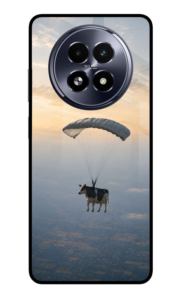 Skydiving Cow Realme 13 5G Glass Case