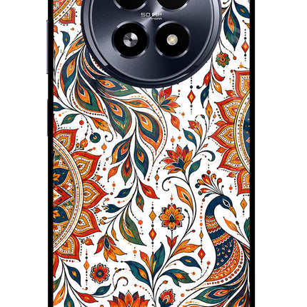 White Mayura Realme 13 5G Glass Case