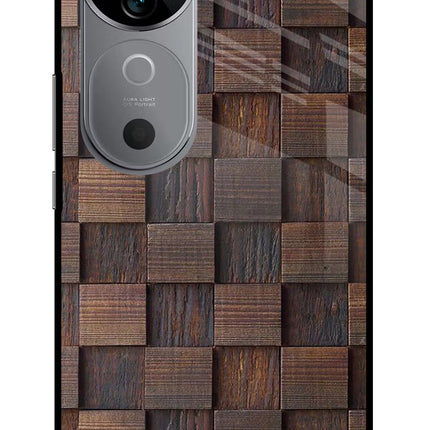 Wooden Cube Design Vivo V40 5G Glass Case