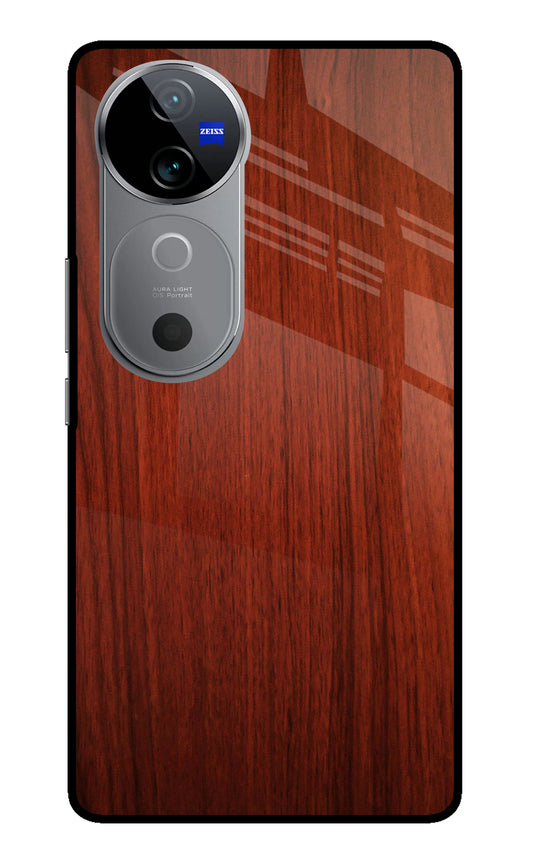 Wooden Plain Pattern Vivo V40 5G Glass Case