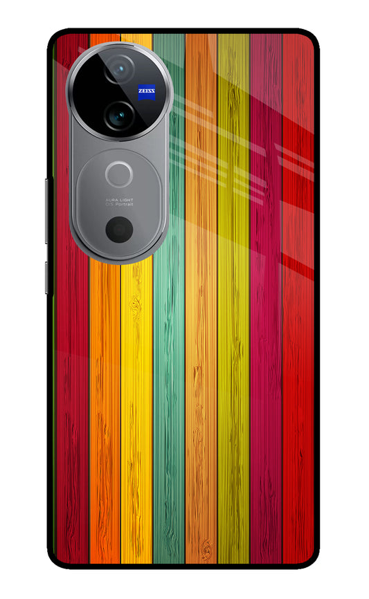 Multicolor Wooden Vivo V40 5G Glass Case