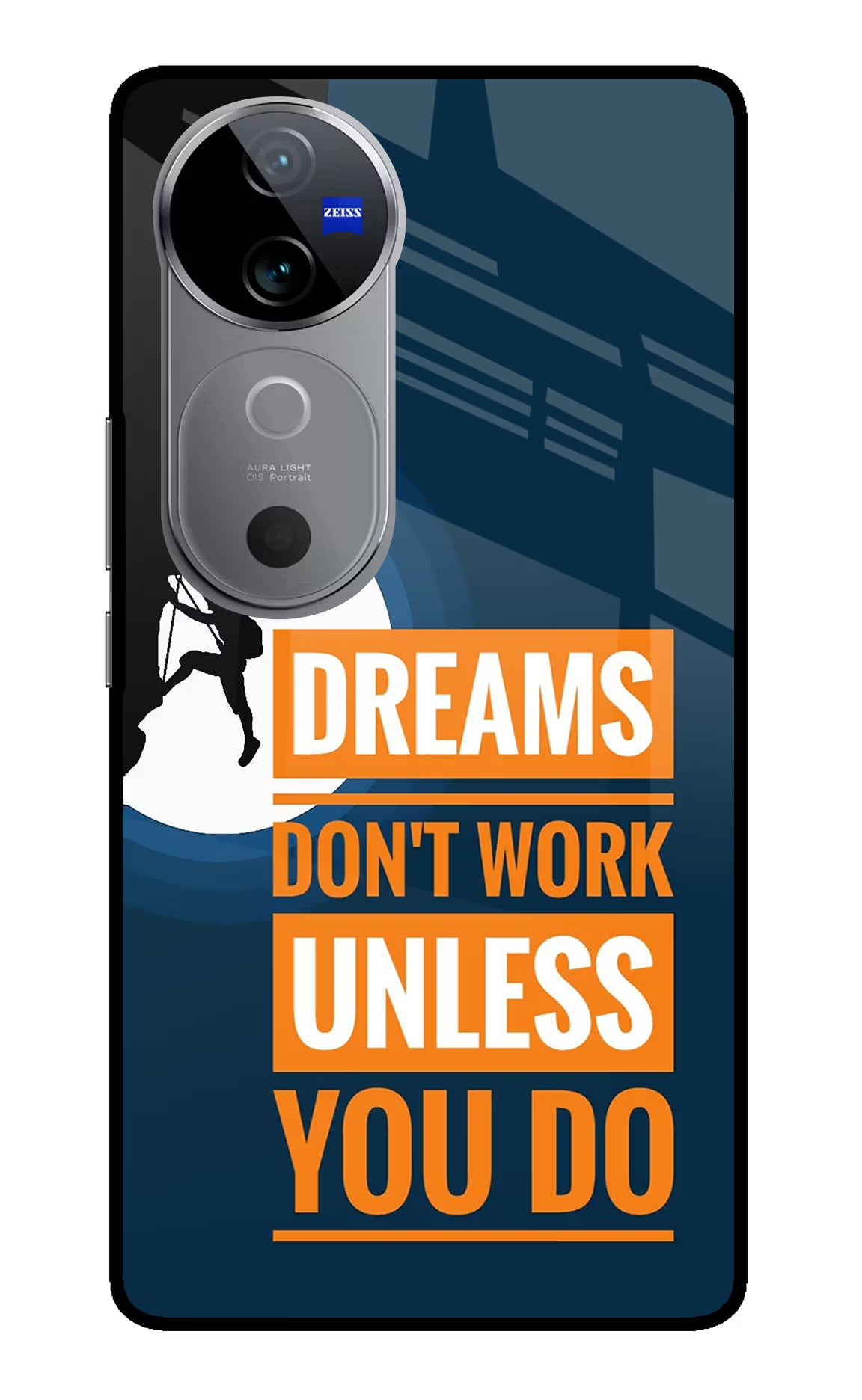 Dreams Don’T Work Unless You Do Vivo V40 5G Glass Case Back Cover by Casekaro