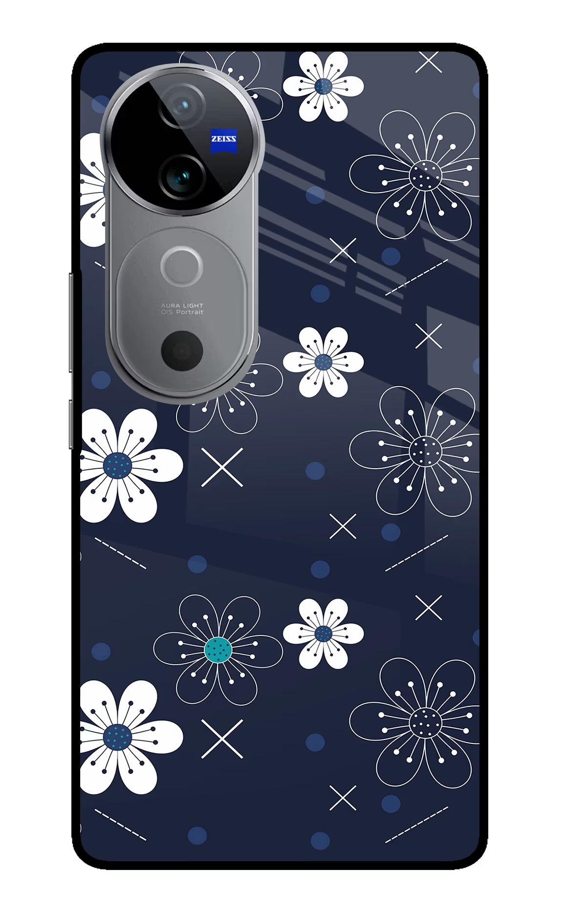 Flowers Vivo V40 5G Glass Case Back Cover by Casekaro