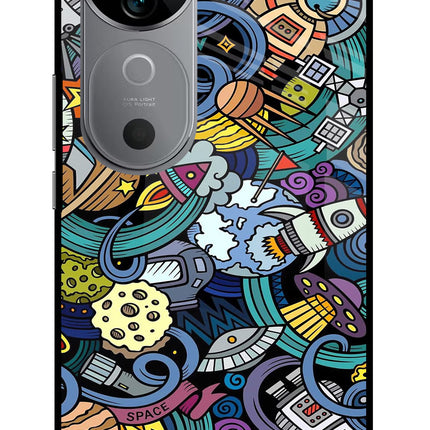Space Abstract Vivo V40 5G Glass Case Back Cover by Casekaro