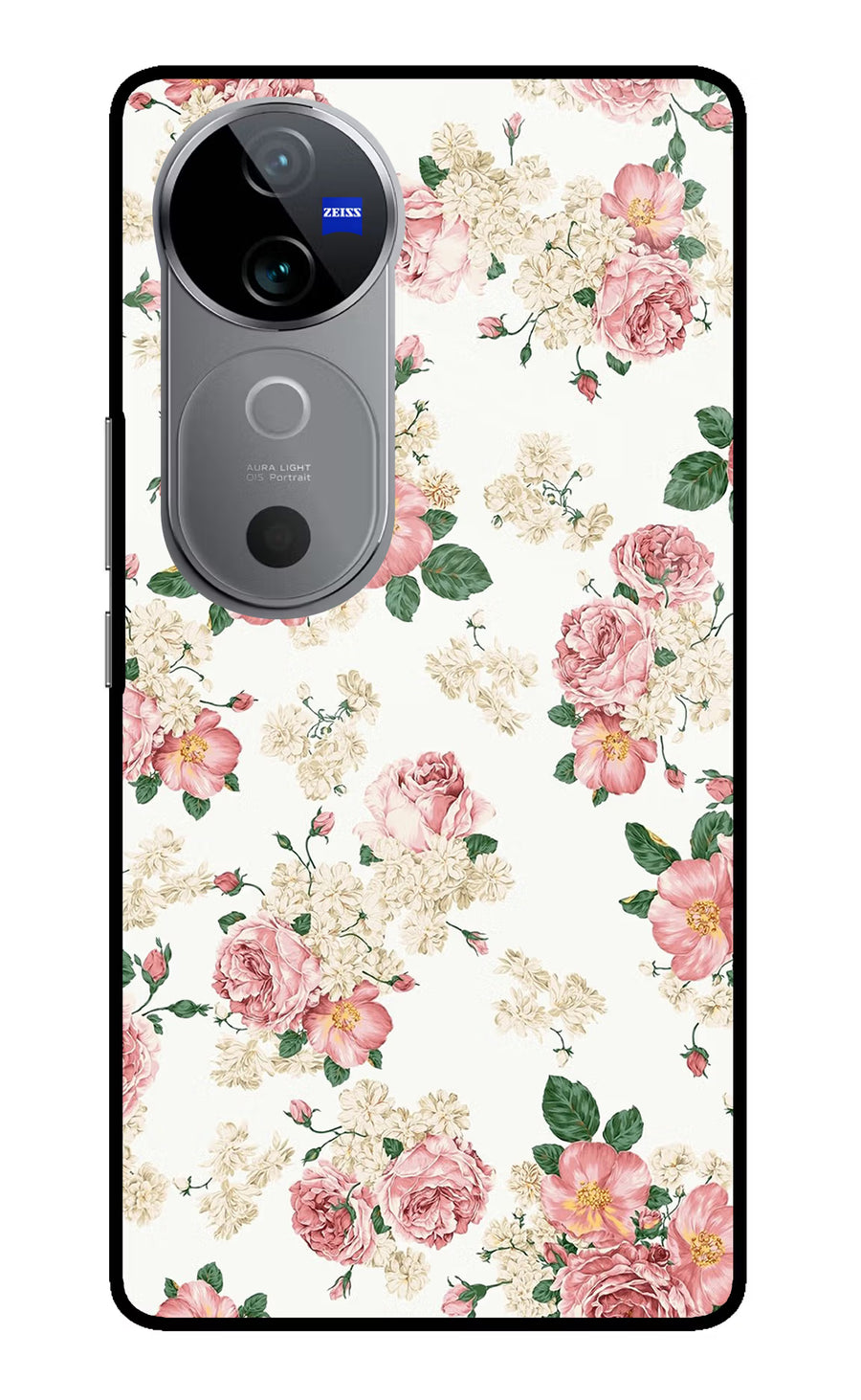 Flowers Vivo V40 5G Back Cover, Metal case