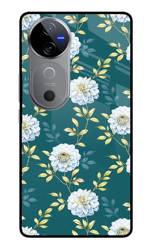 Flowers Vivo V40 5G Glass Case