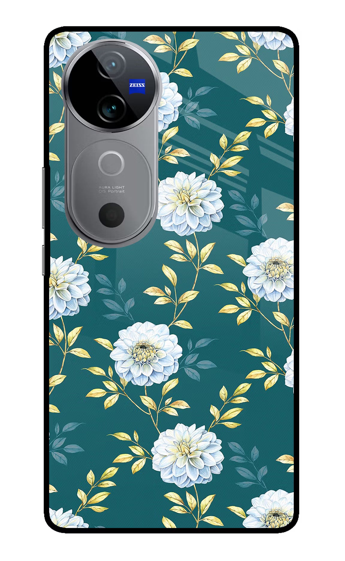 Flowers Vivo V40 5G Glass Case Back Cover by Casekaro