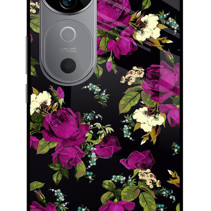 Flowers Vivo V40 5G Glass Case Back Cover by Casekaro