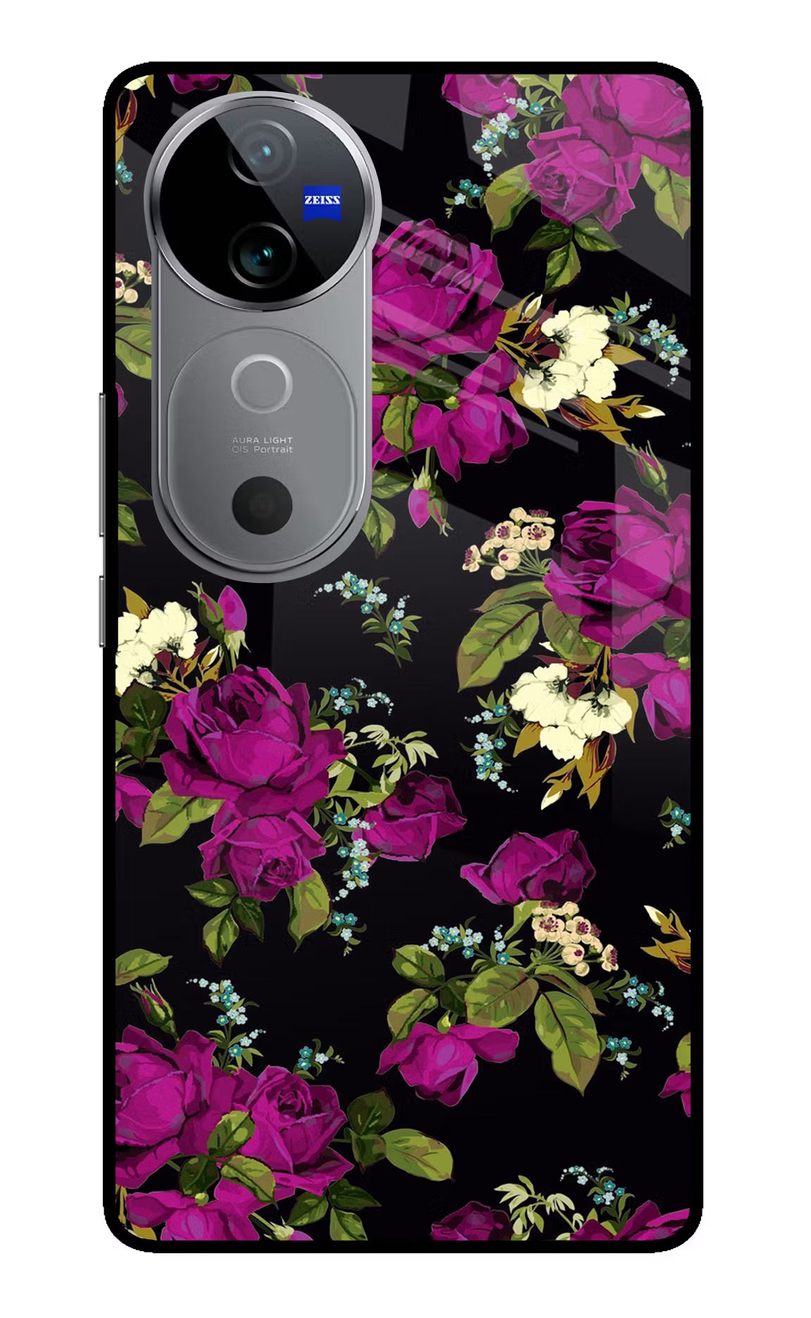 Flowers Vivo V40 5G Glass Case Back Cover by Casekaro