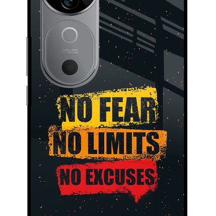 No Fear No Limits No Excuse Vivo V40 5G Glass Case Back Cover by Casekaro