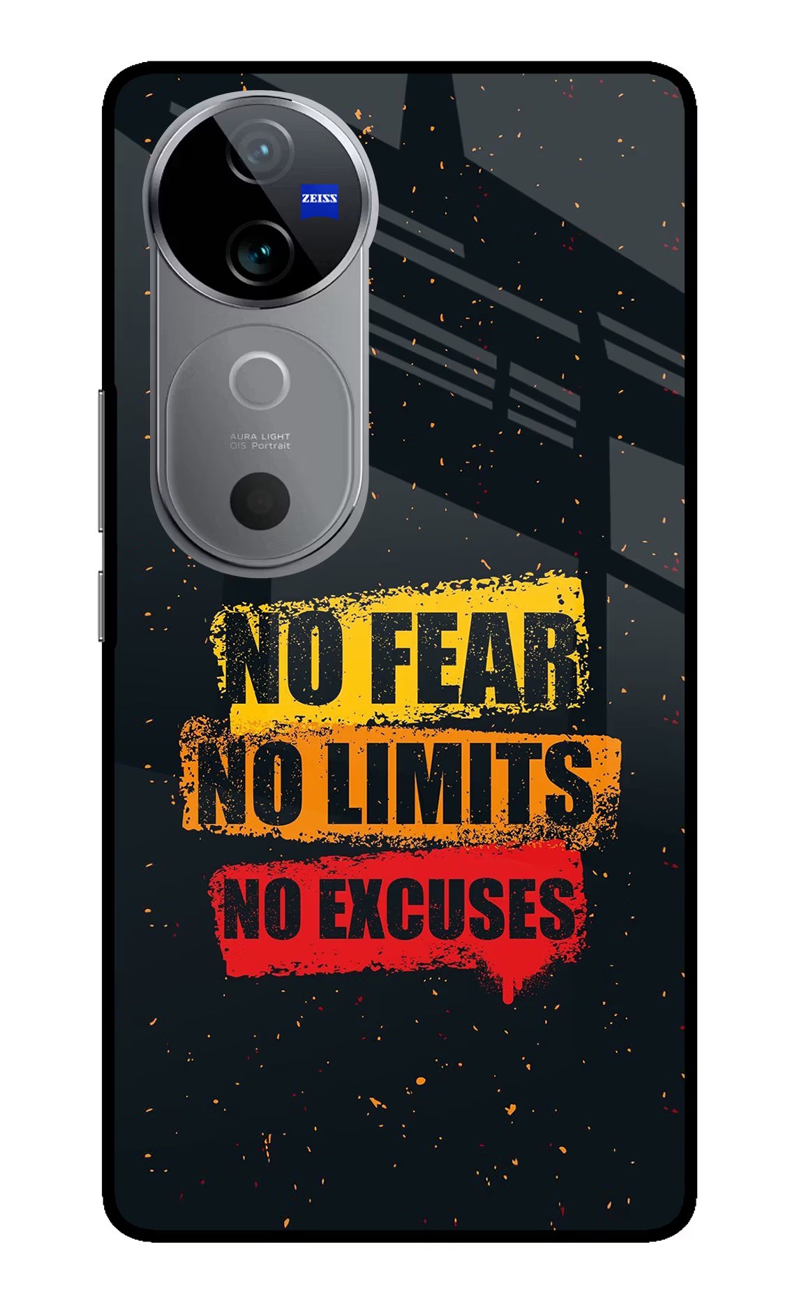 No Fear No Limits No Excuse Vivo V40 5G Glass Case Back Cover by Casekaro