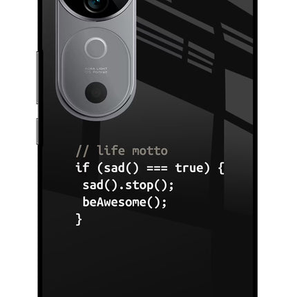 Life Motto Code Vivo V40 5G Glass Case Back Cover by Casekaro