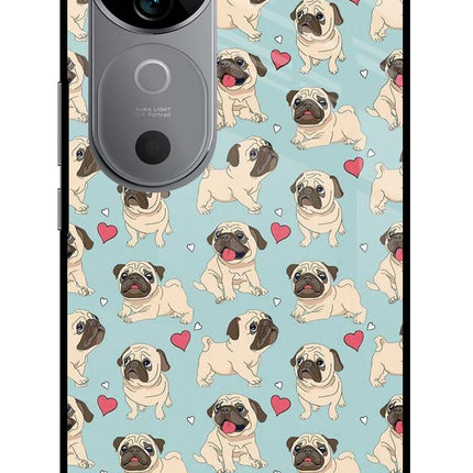 Pug Dog Vivo V40 5G Glass Case Back Cover by Casekaro