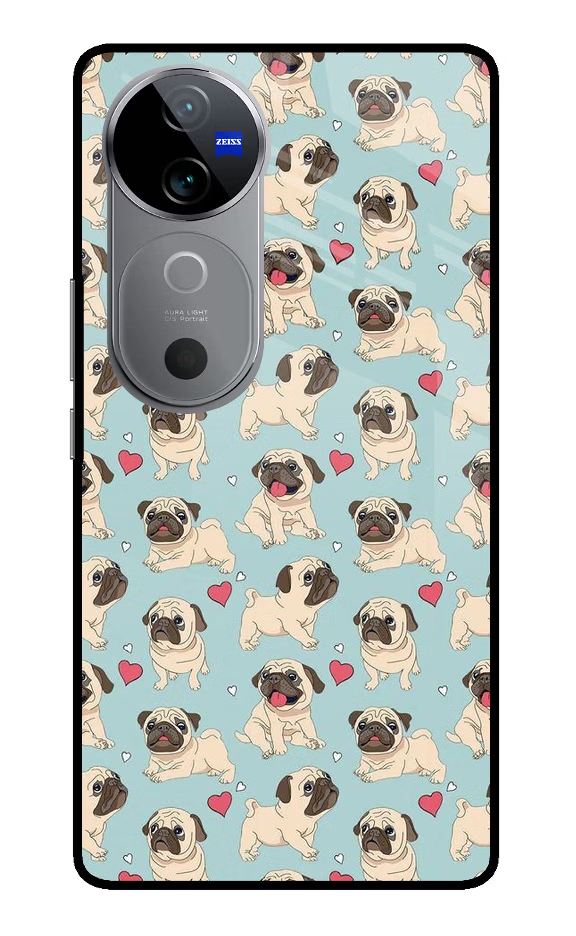 Pug Dog Vivo V40 5G Glass Case Back Cover by Casekaro