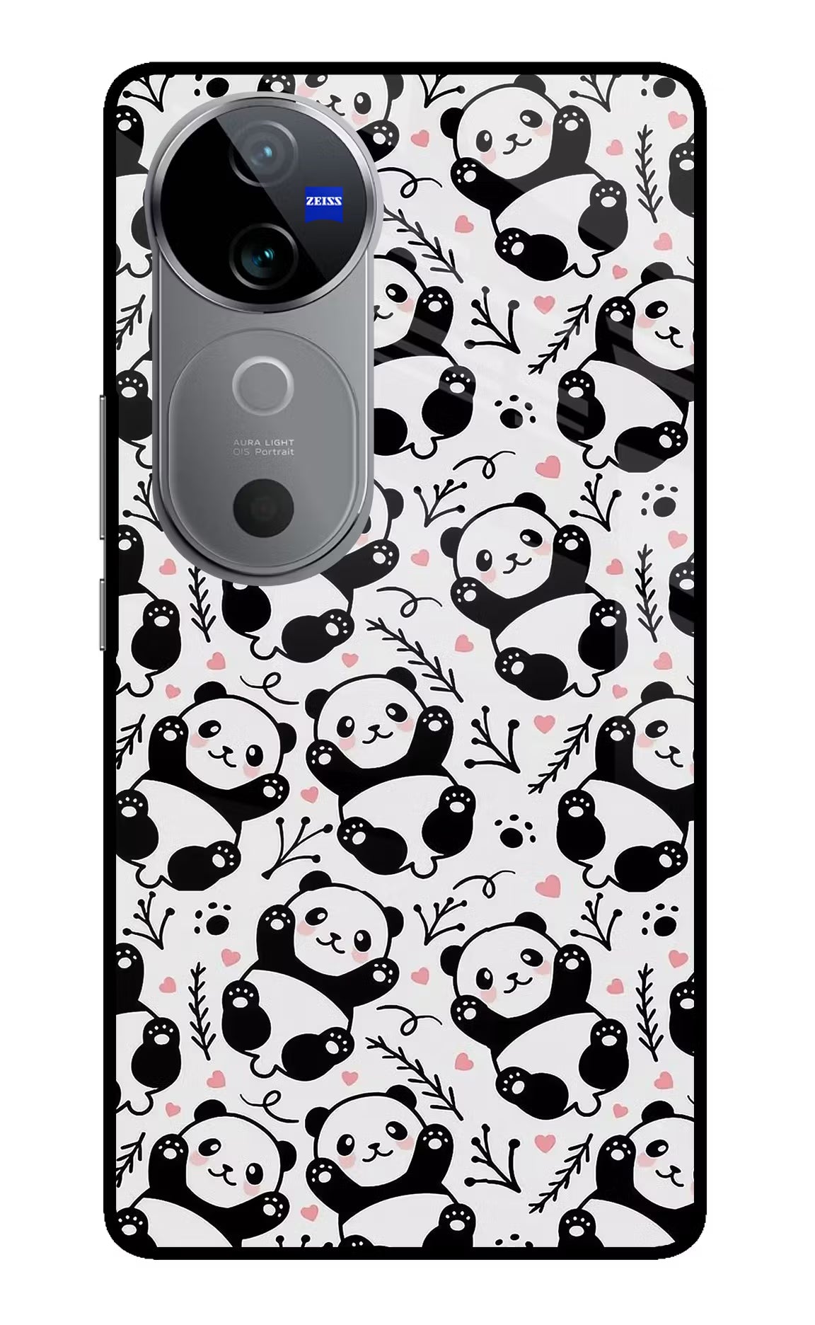 Cute Panda Vivo V40 5G Glass Case Back Cover by Casekaro