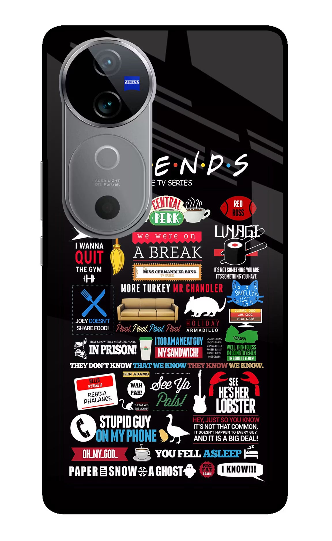 FRIENDS Vivo V40 5G Glass Case Back Cover by Casekaro