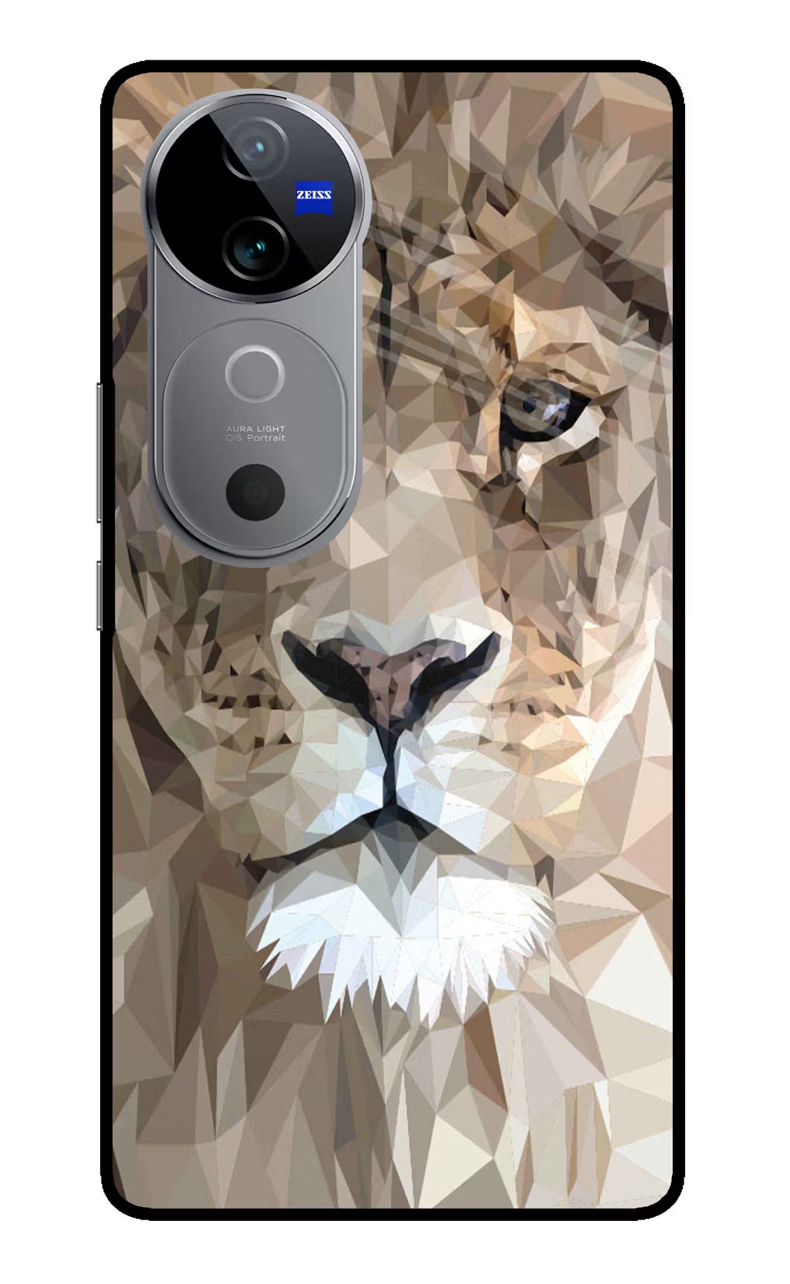 Lion Art Vivo V40 5G Glass Case Back Cover by Casekaro