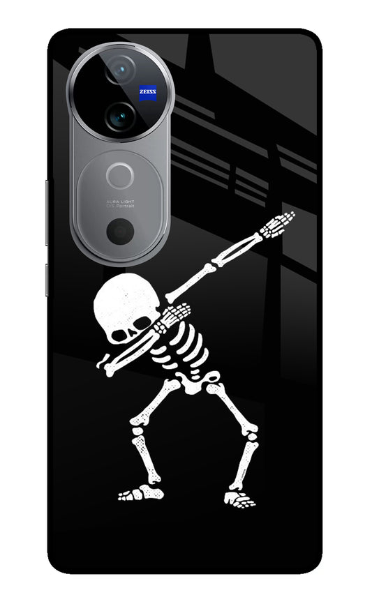 Dabbing Skeleton Art Vivo V40 5G Glass Case