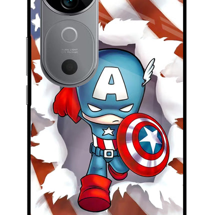 Captain America Vivo V40 5G Glass Case Back Cover by Casekaro