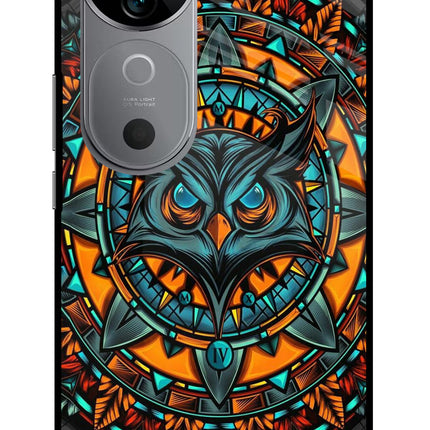 Angry Owl Art Vivo V40 5G Glass Case Back Cover by Casekaro