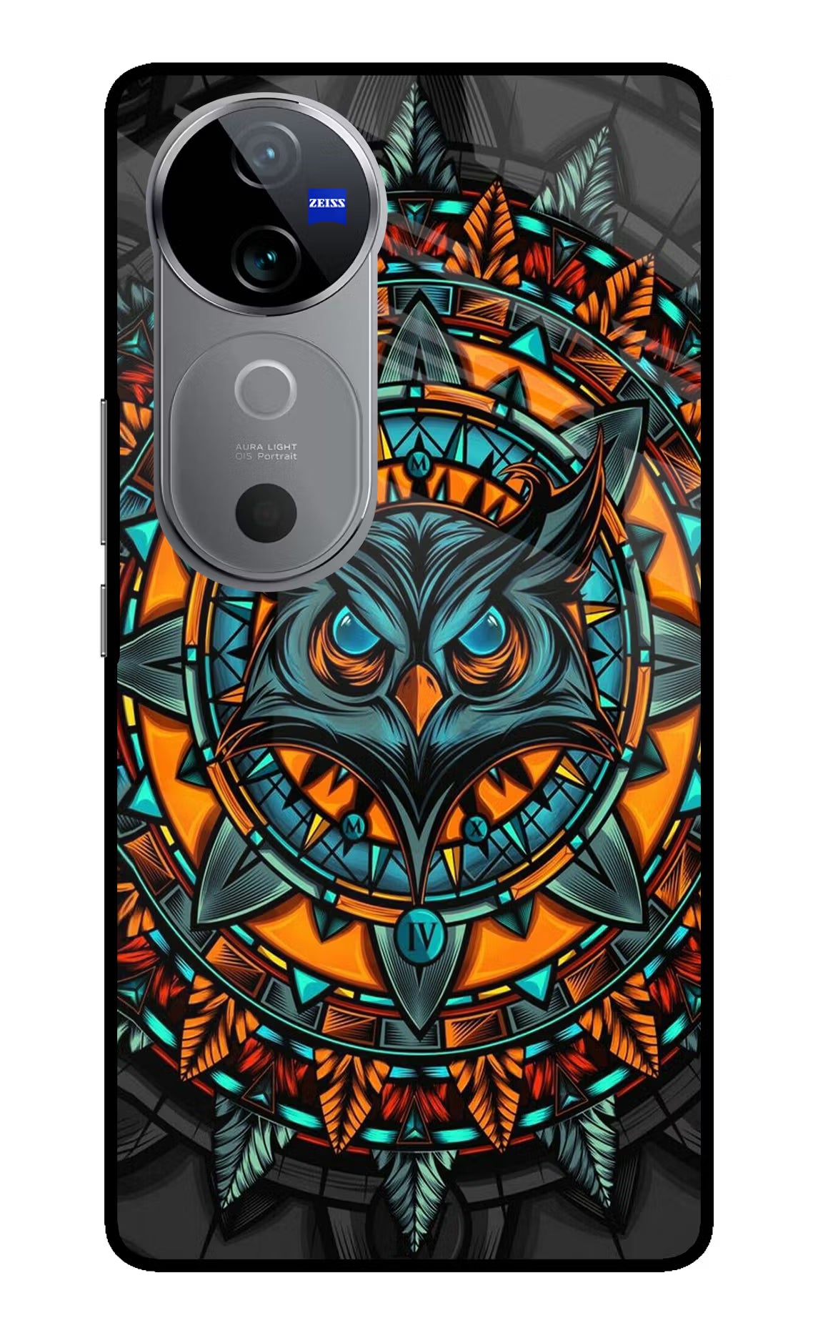 Angry Owl Art Vivo V40 5G Glass Case Back Cover by Casekaro