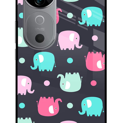 Elephants Vivo V40 5G Glass Case Back Cover by Casekaro